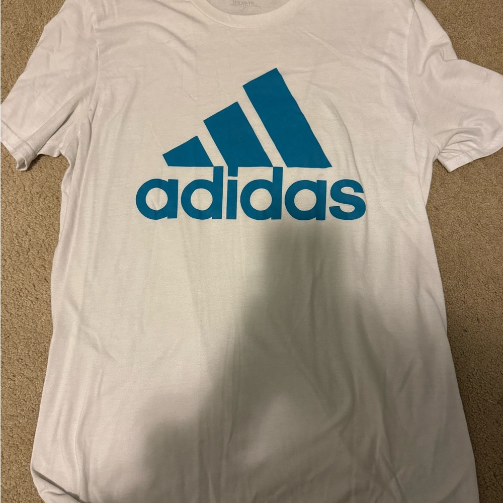 Adidas White T-Shirt with Blue Logo